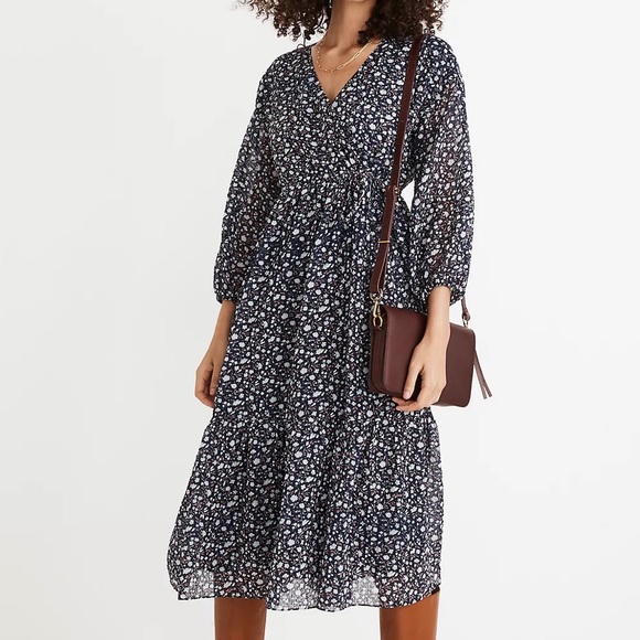 Madewell Tie-Waist Midi Dress in Harvest Vine - Picture 1 of 5
